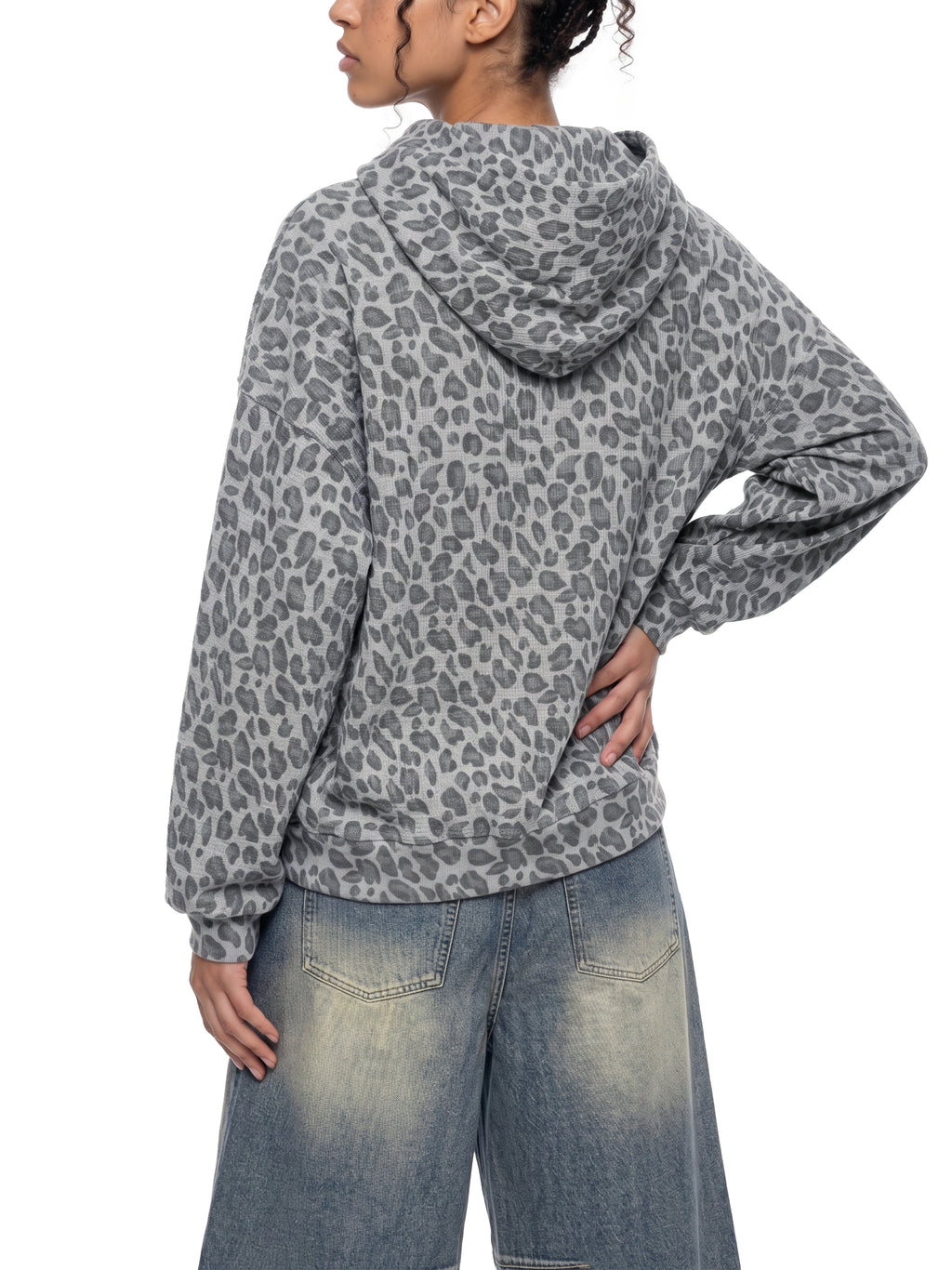 Trixy Corp New logo  Leopard Print Waffle Full Zip Hoodie