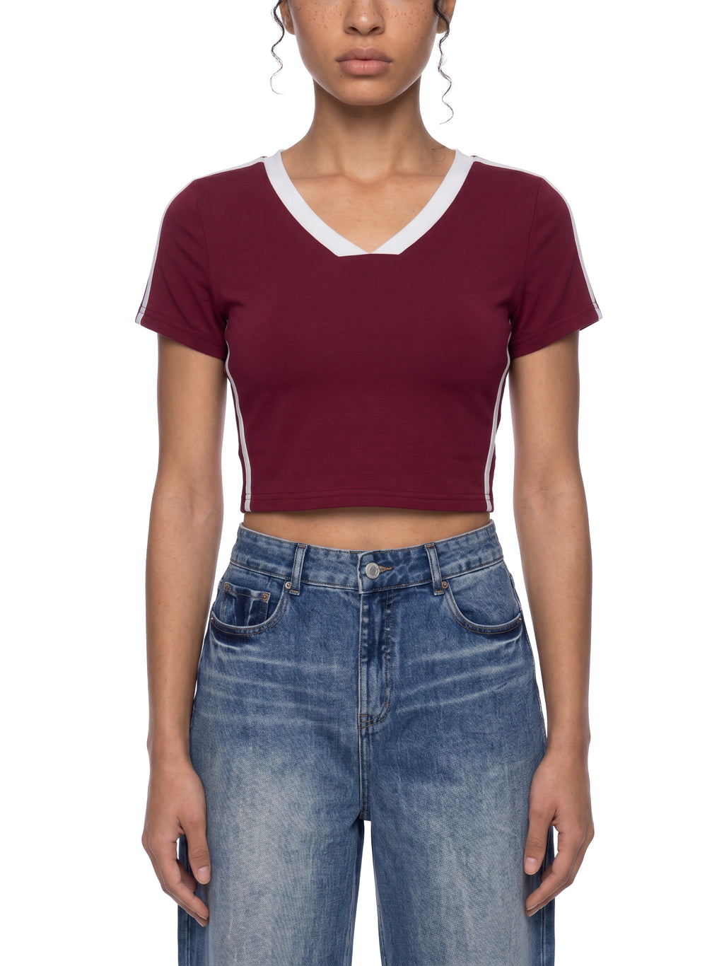 Maison Trixy Women’s Slim Fit Color Block T-Shirt