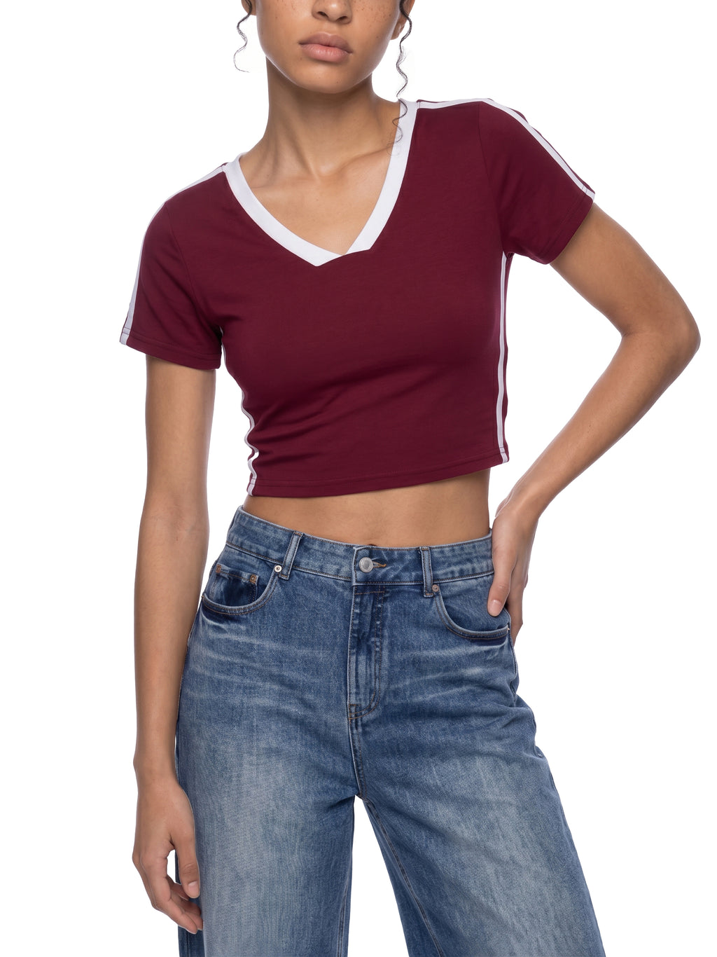 Maison Trixy Women’s Slim Fit Color Block T-Shirt