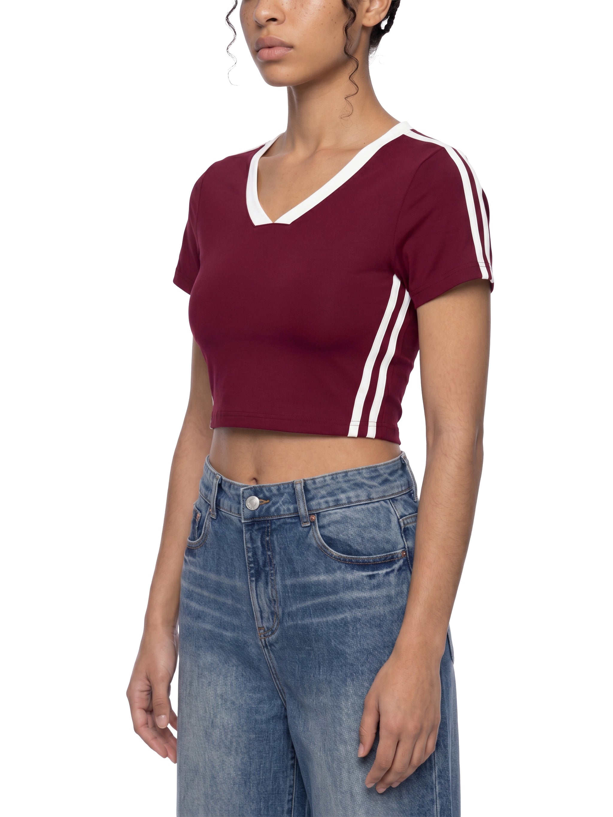 Maison Trixy Women’s Slim Fit Color Block T-Shirt