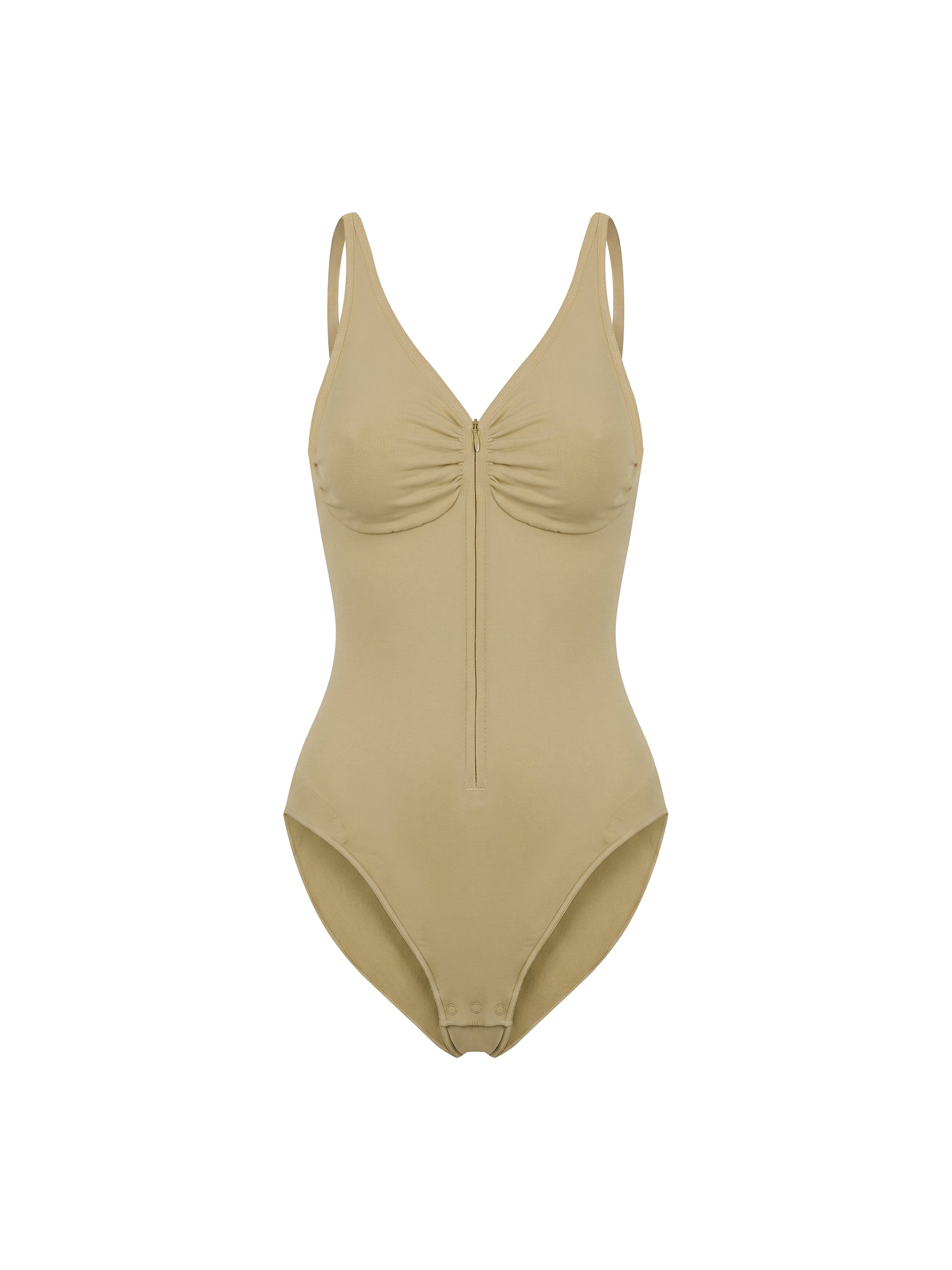 Maison Trixy Women’s Full-Zip Ruched Bodysuit
