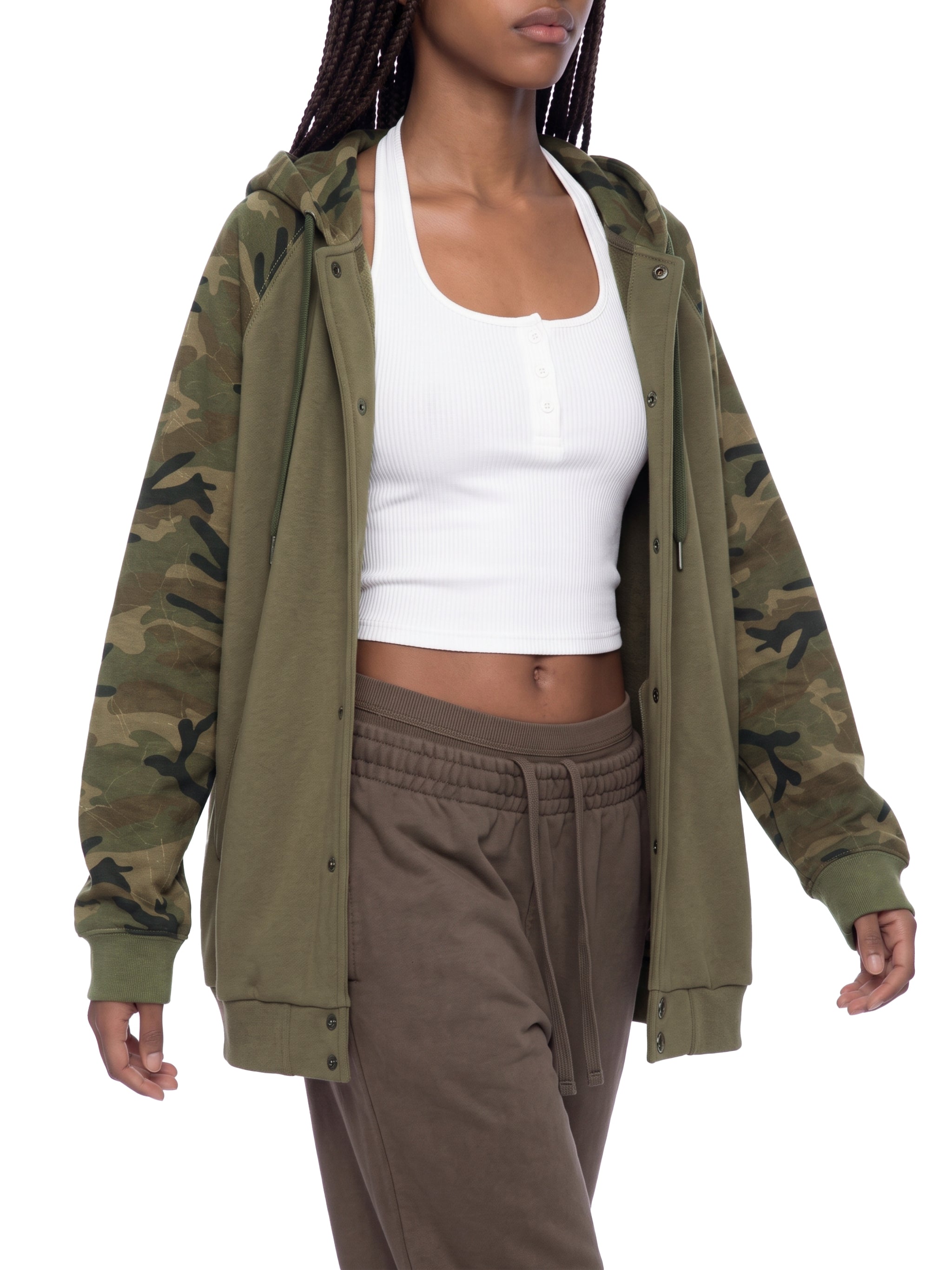 Trixy Corp New logo Camo-Splice Raglan Zip Hoodie
