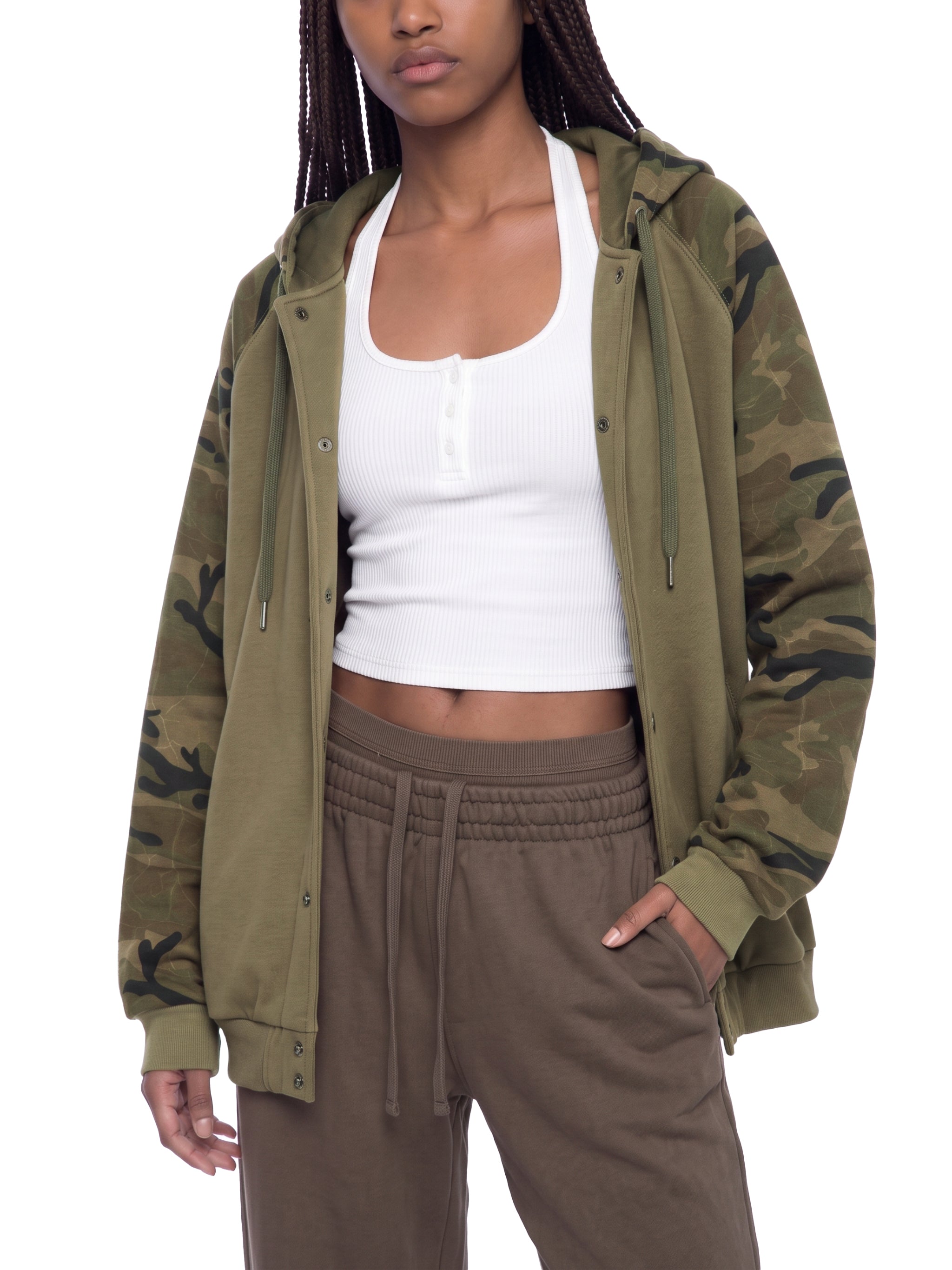 Trixy Corp New logo Camo-Splice Raglan Zip Hoodie